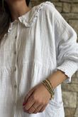 Annie Cushion Cotton Peter Pan Smock Blouse White